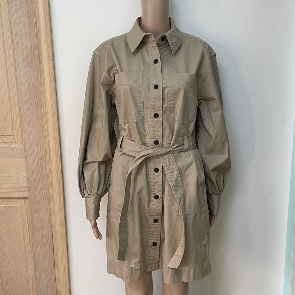Banana Republic Women’s Midi Shirt Dress in Barely Beige Utility Safari